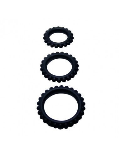 BAILE  TITAN SET 3PCS COCK RING BLACK 2.8 + 2.4 + 1.9 CM