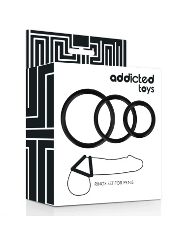 ADDICTED TOYS SET ANILLOS PENE NEGRO