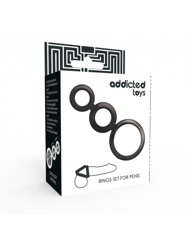 ADDICTED TOYS SET  ANILLOS PENE Y TESTICULOS - AHUMADO