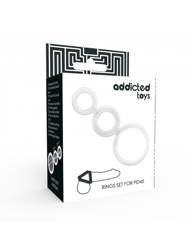 ADDICTED TOYS SET  ANILLOS PENE Y TESTICULOS CLEAR