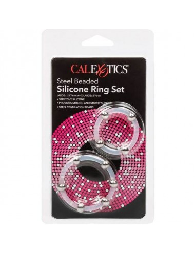 JEU DE BAGUES EN SILICONE PERLES ACIER CALEX