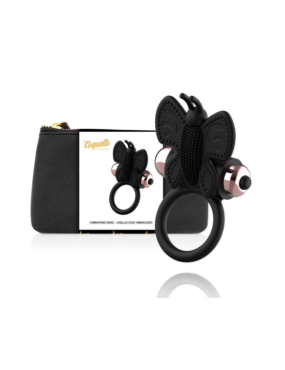 COQUETTE CHIC DESIRE COCKRING PAPILLON AVEC VIBRATEUR NOIR/ OR