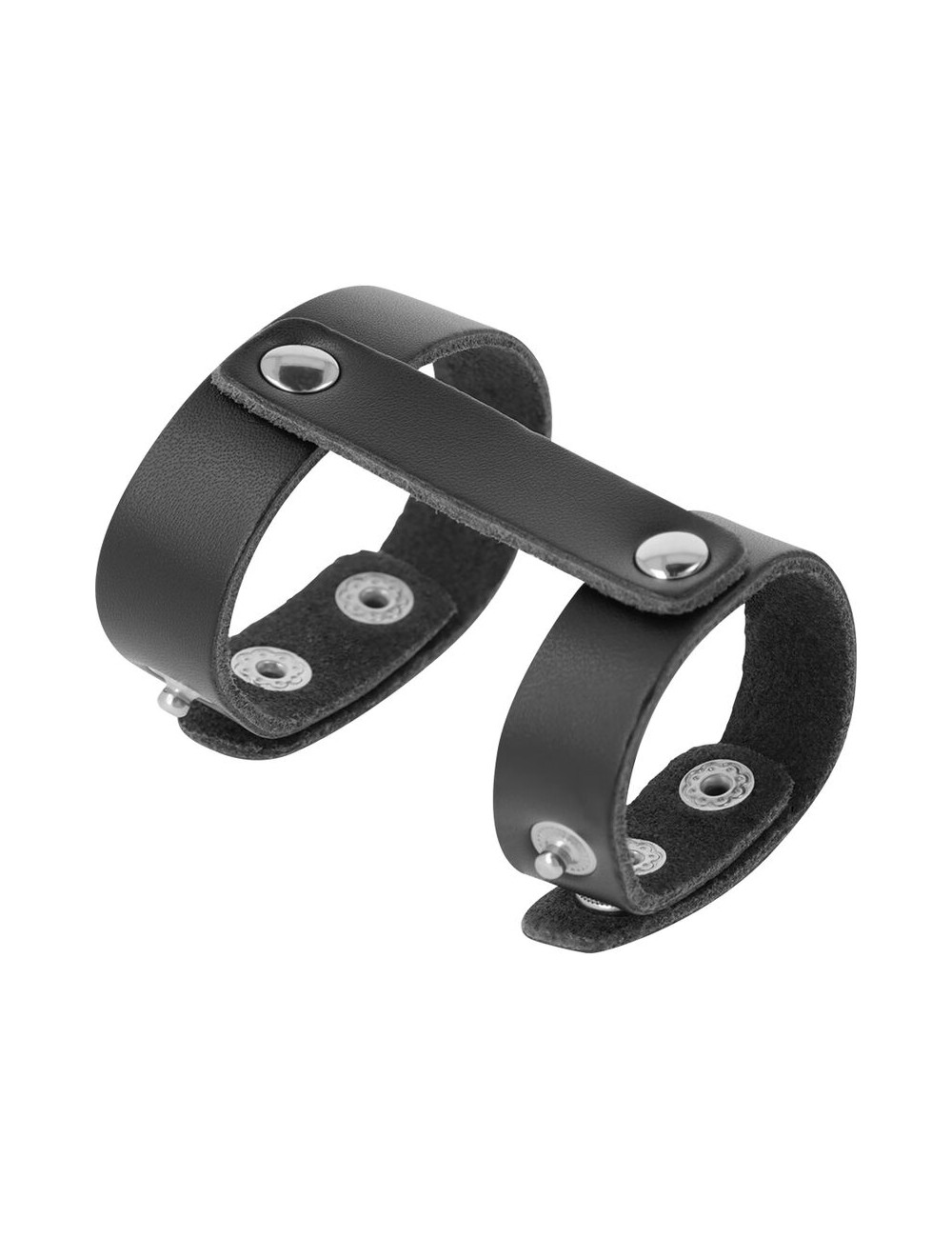 DARKNESS ADJUSTABLE LEATHER PENIS AND TESTICLES RING