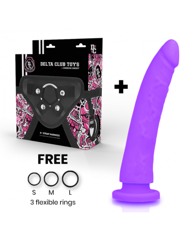 DELTA CLUB TOYS HARNAIS + DONG SILICONE VIOLET 23 X 4.5 CM