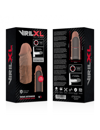 VIRILXL EXTENSION DE PENE LIQUID SILICONE V3 MARRON