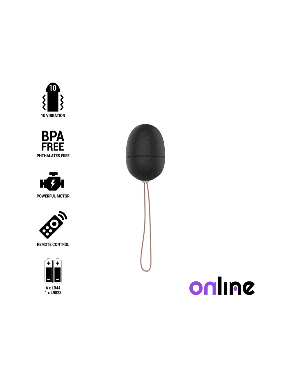 TÉLÉCOMMANDE EN LIGNE OEUF VIBRANT S- NOIR