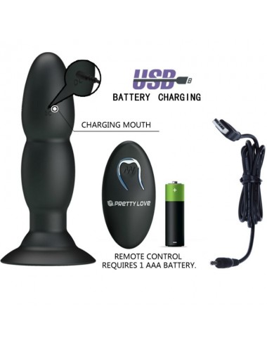 PRETTY LOVE PLUG VIBRADOR Y ROTACIÓN POR CONTROL REMOTO