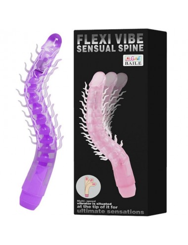 FLEXI VIBE SENSUAL SPINE BENDABLE VIBRATING DILDO LILA 23.5 CM