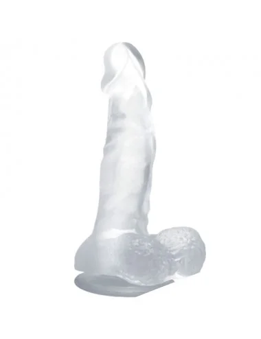BAILE DILDO REALISTICO CON VENTOSA Y TESTICULOS 16.7 CM TRANSPARENTE