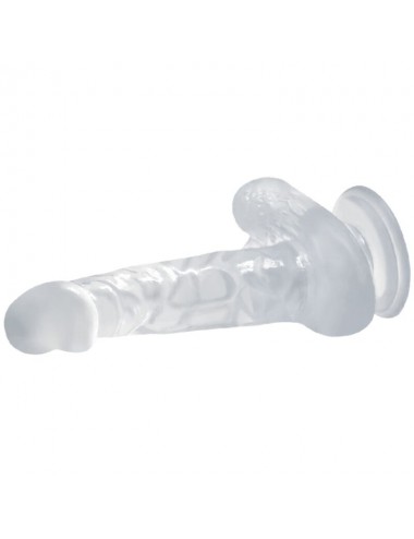 BAILE DILDO REALISTICO CON VENTOSA Y TESTICULOS 16.7 CM TRANSPARENTE