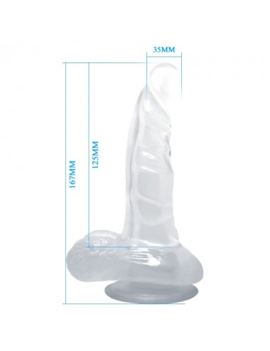 BAILE - GODE RÉALISTE AVEC VENTOUSE ET TESTICULES 16.7 CM TRANSPARENT