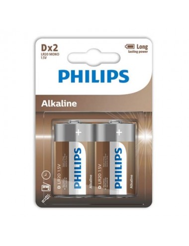 PHILIPS ALKALINE PILA D LR20 BLISTER*2 - Hygiène - PHILLIPS