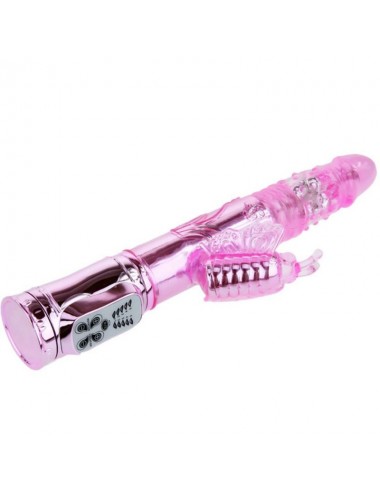 VIBRADOR RECARGABLE CON ROTACION Y ESTIMULADOR THROBBING BUTTERFLY