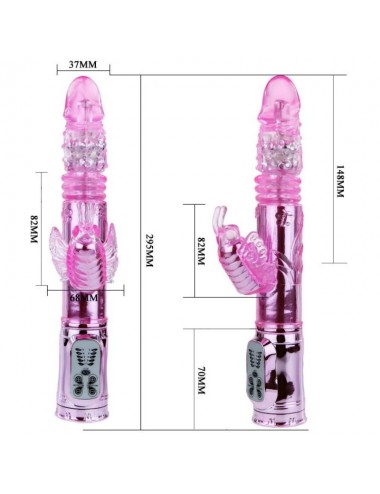 VIBRADOR RECARGABLE CON ROTACION Y ESTIMULADOR THROBBING BUTTERFLY