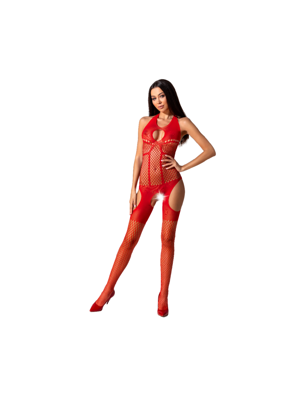 PASSION WOMAN BS079 BODYSTOCKING - ROJO TALLA UNICA