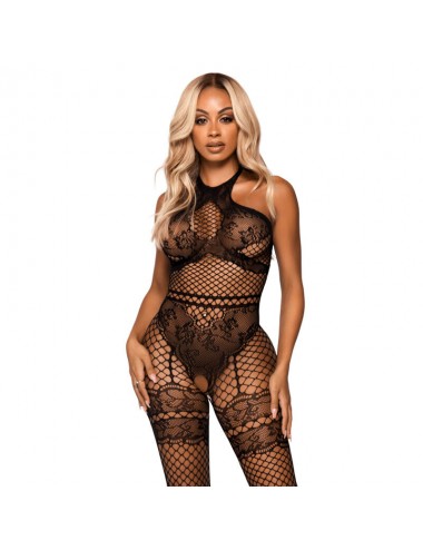 LEG AVENUE BODYSTOCKING NET HALTER TAILLE UNIQUE - NOIR