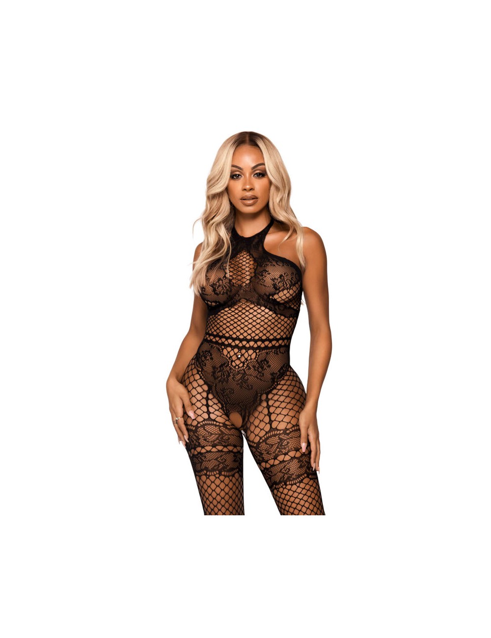 LEG AVENUE BODYSTOCKING NET HALTER TAILLE UNIQUE - NOIR