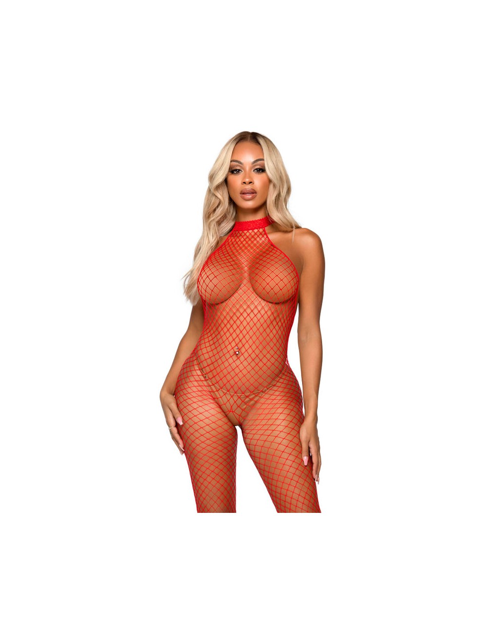 BODYSTOCKING COL RACER LEG AVENUE TAILLE UNIQUE - ROUGE