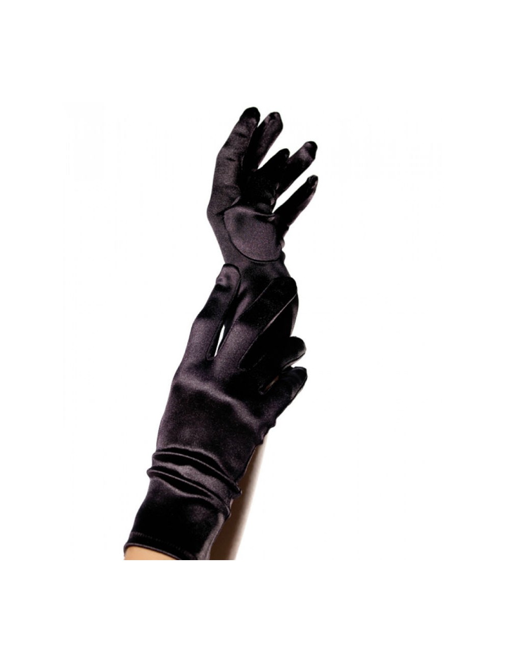 LEG AVENUE SATIN GLOVES BLACK