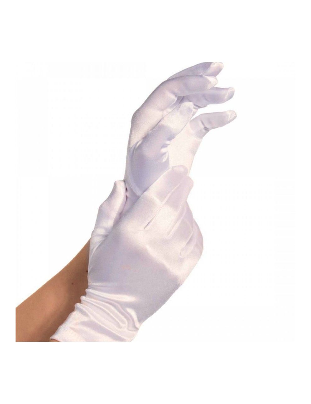 LEG AVENUE SATIN GLOVES WHITE