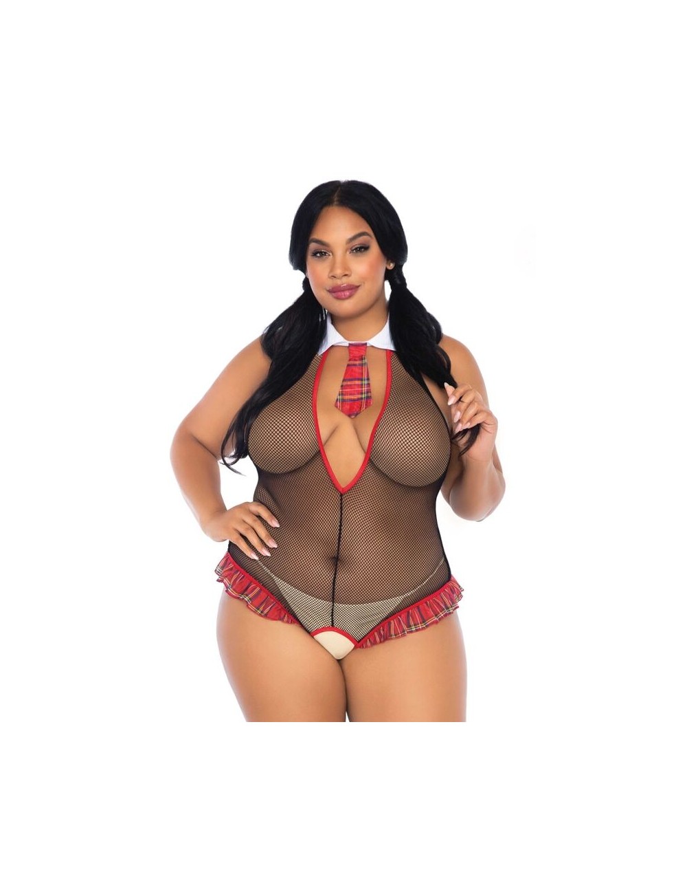 LEG AVENUE TEDDY SCHOOLGIRL AVEC OPENING SIZE PLUS