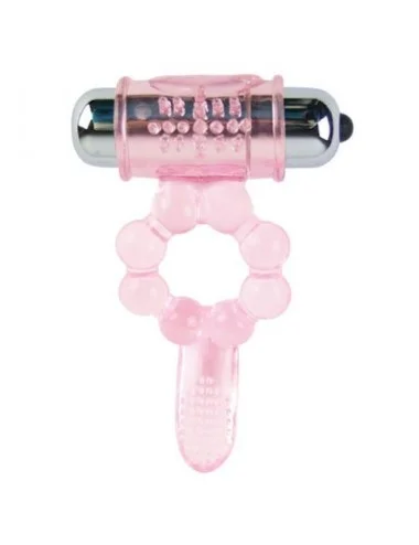 ANILLO SILICONA 10 RITMOS  LENGUA CON VIBRACION ROSA