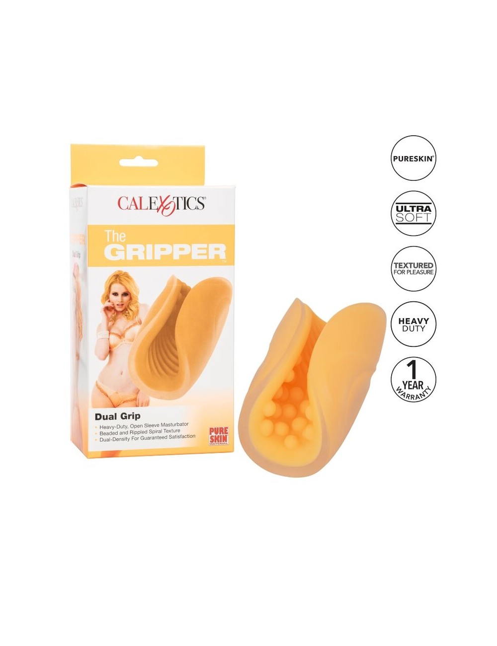 MASTURBATEUR À GRIP PERLES CALEX - ORANGE MASTURBATEUR À GRIP PERLES CALEX - ORANGE