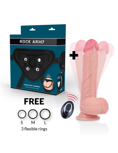 ROCKARMY - HARNAIS + VIBRATEUR SILICONE LIQUIDE PREMIUM TÉLÉCOMMANDE APACHE 20.5 CM -O- 4.62 CM