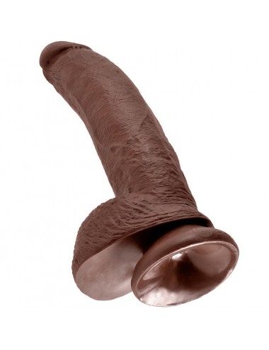 KING COCK - 9 GODE MARRON AVEC BOULES 22.9 CM