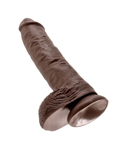 KING COCK - 10 GODE MARRON AVEC BOULES 25.4 CM