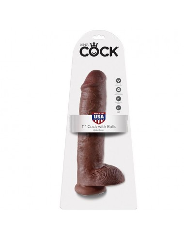 KING COCK - 11 GODE MARRON AVEC BOULES 28 CM