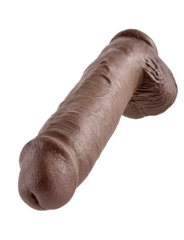 KING COCK - 11 GODE MARRON AVEC BOULES 28 CM