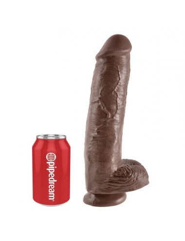 KING COCK - 11 GODE MARRON AVEC BOULES 28 CM