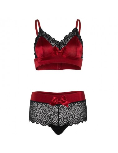 LEG AVENUE 2 PIECES SET NOIR ET ROUGE S / M