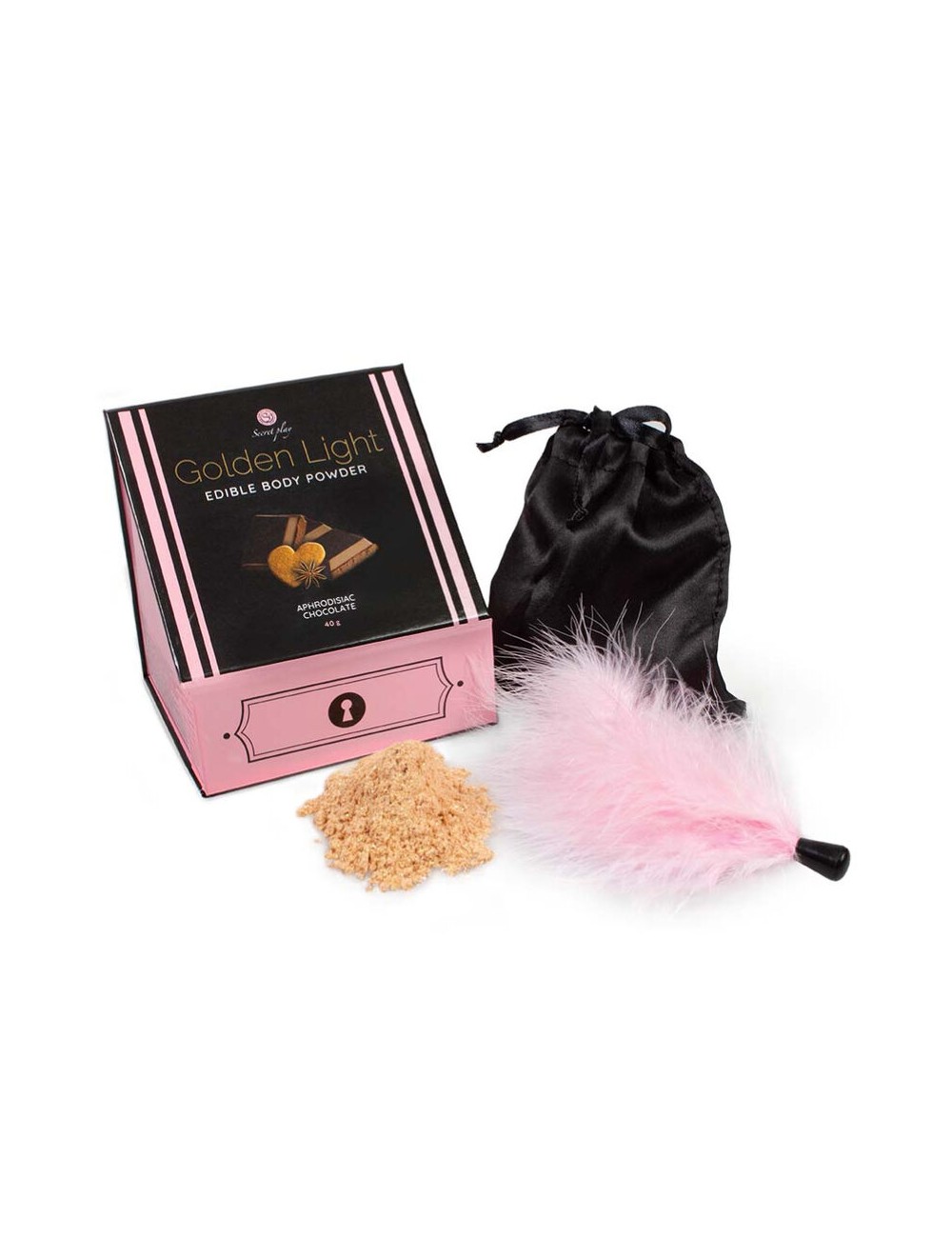 SECRETPLAY GOLDEN LIGHT KIT APHRODISIAQUE CHOCOLAT POUDRE & PLUME ALIMENTAIRES