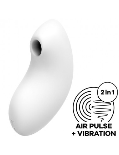 SATISFYER VULVA LOVER 2 AIR PULSE STIMULATOR & VIBRATOR - BLANC