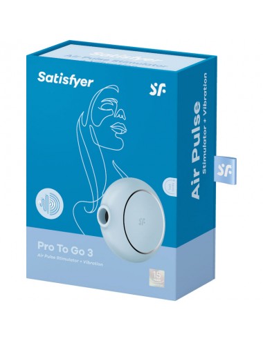 SATISFYER - STIMULATEUR ET VIBRATEUR DOUBLE AIR PULSE PRO TO GO 3 BLEU