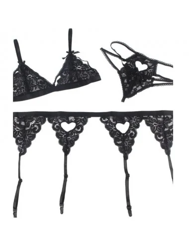 SUBBLIME - SET ENSEMBLE TROIS PIÈCES SOUTIEN-GORGE + PORTE-JARRETELLE + STRING S/M