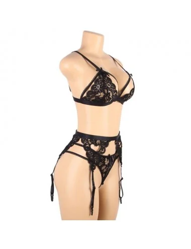 SUBBLIME - SET ENSEMBLE TROIS PIÈCES SOUTIEN-GORGE + PORTE-JARRETELLE + STRING S/M