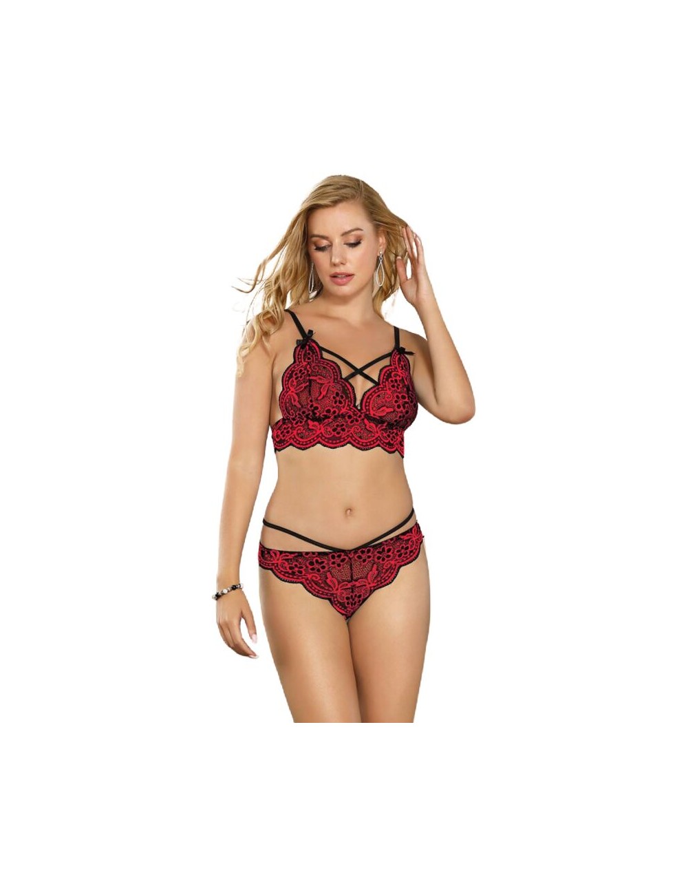 ENSEMBLE DEUX PIÈCES SUBBLIME TOP ET CULOTTE EN DENTELLE L/XL