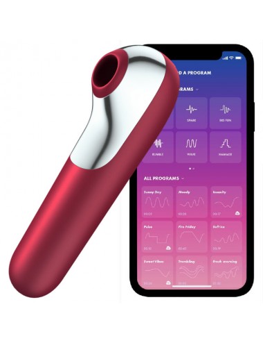 SATISFYER DUAL LOVE VIBRADOR Y SUCCIONADOR CON AIRE PULSADO ROJO