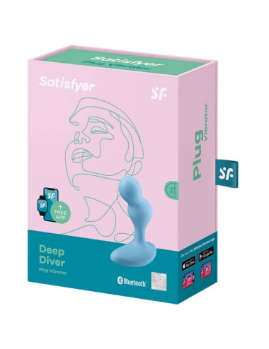 SATISFYER - APPLICATION DE PLUG VIBRANT DEEP DIVER BLEU