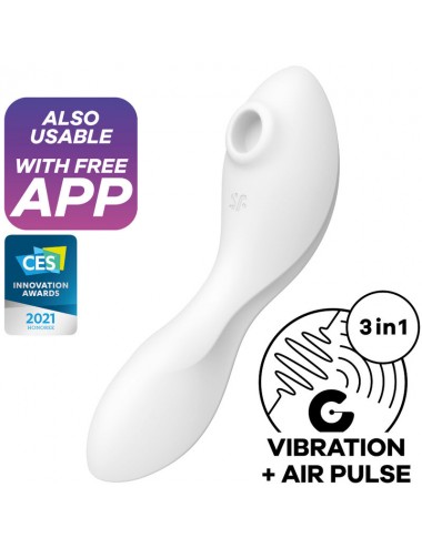 SATISFYER CURVY TRINITY 5 AIR PULSE STIMULATOR & VIBRATOR - BLANC