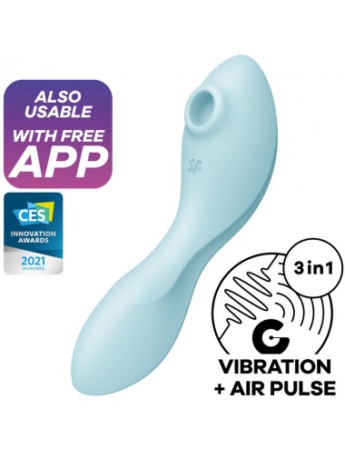 SATISFYER CURVY TRINITY 5 AIR PULSE STIMULATOR & VIBRATOR - BLEU