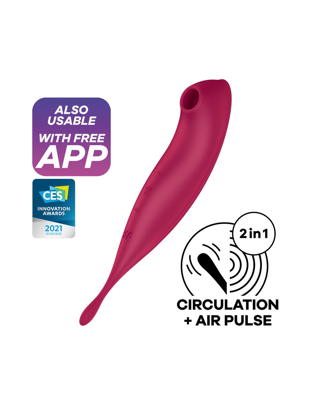 SATISFYER TWIRLING PRO+ AIR PULSE STIMULATOR & VIBRATOR - ROUGE