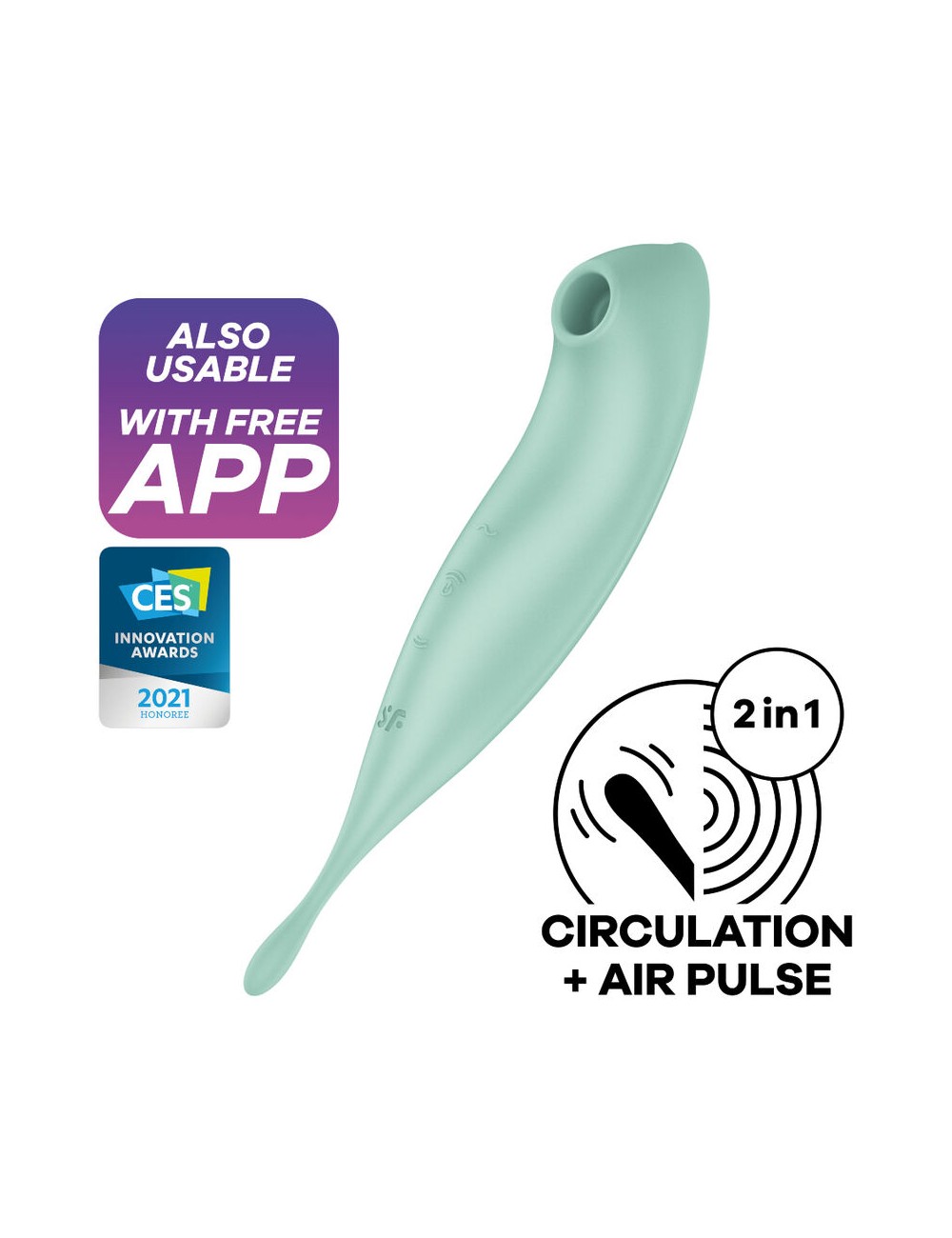 SATISFYER TWIRLING PRO+ AIR PULSE STIMULATOR & VIBRATOR - VERT