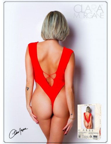 Lingerie - Bodys - Body Rouge avec décolleté plongeant - Le Numéro 2 - Collection Body - CM98002 -