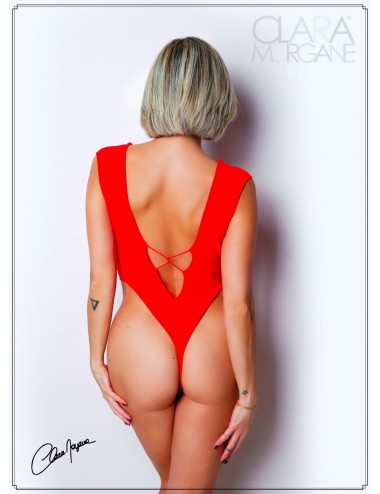 Lingerie - Bodys - Body Rouge avec décolleté plongeant - Le Numéro 2 - Collection Body - CM98002 -