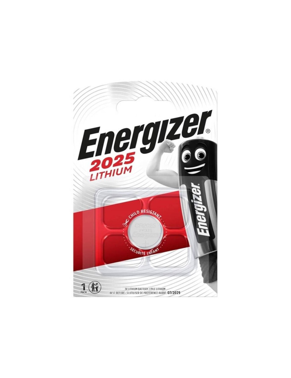 ENERGIZER PILE BOUTON LITHIUM CR2025 3V 1 UNITÉ