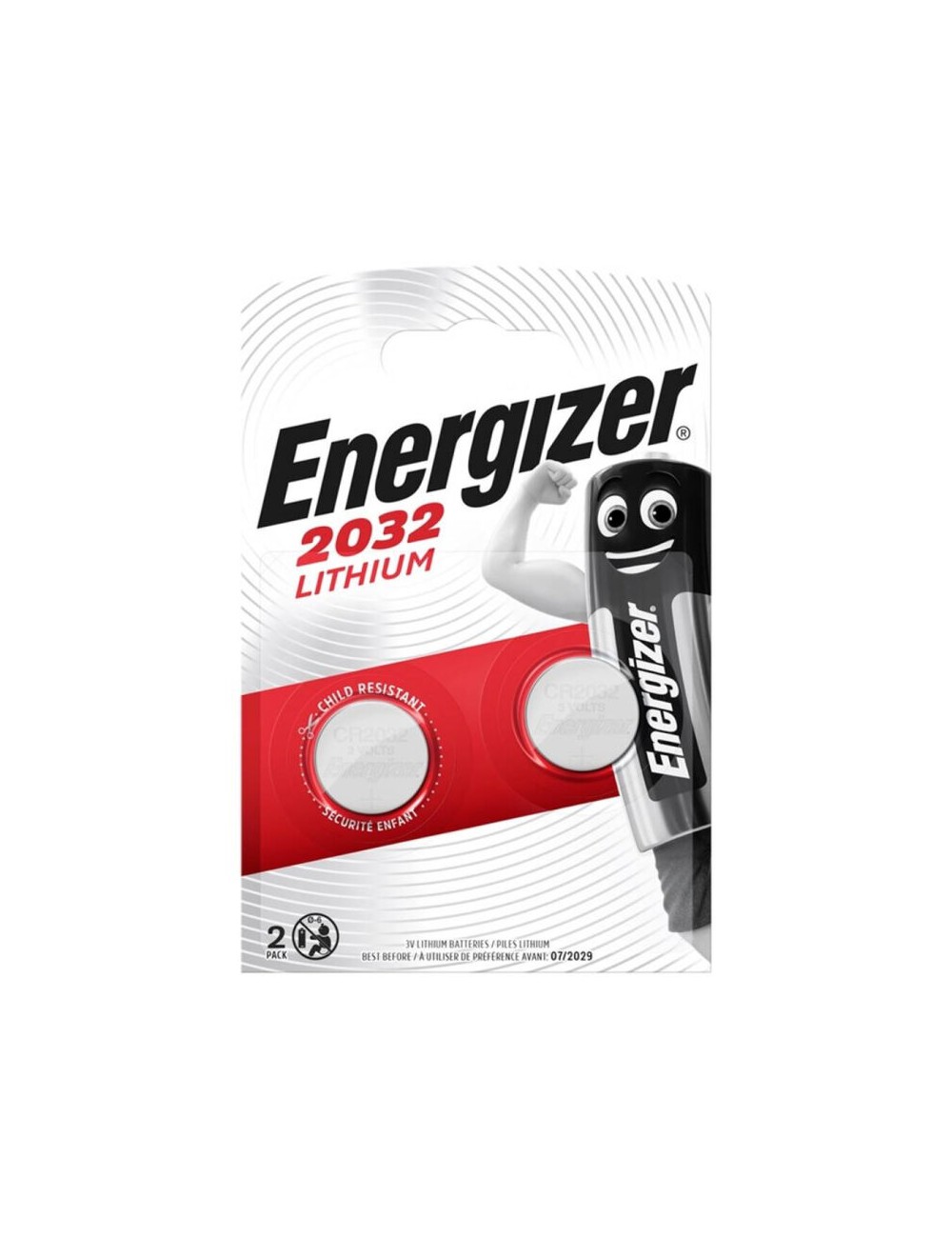 ENERGIZER BATTERIE LITHIUM BOUTON CR2032 3V 2 UNITÉ